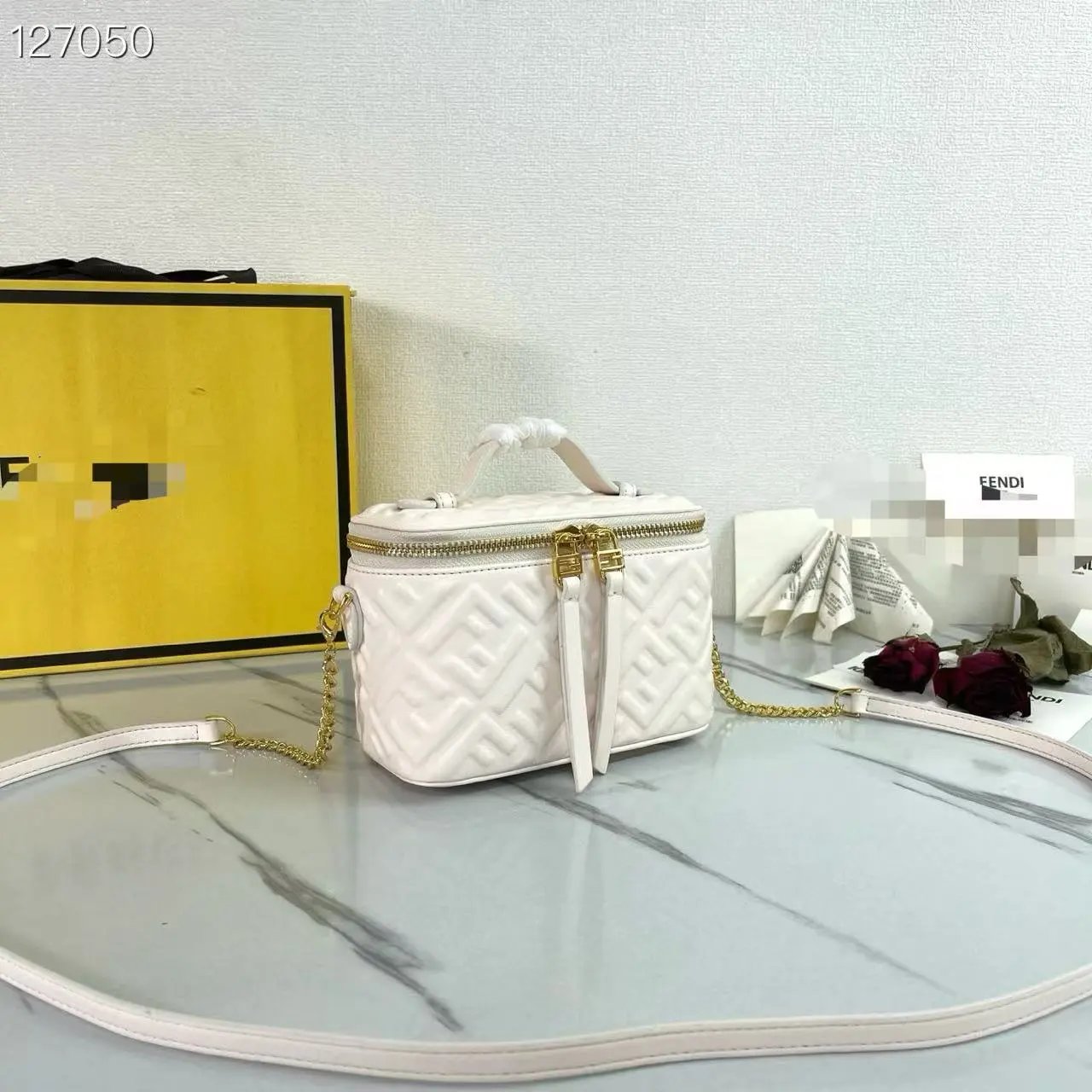 Fendi Zucca FF Monogram Mini Box Bag Black and Brown Shoulder Bags - 5