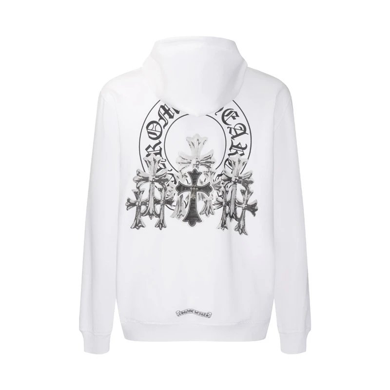 Design Hoodie White with Red Sleeve Logos - 87