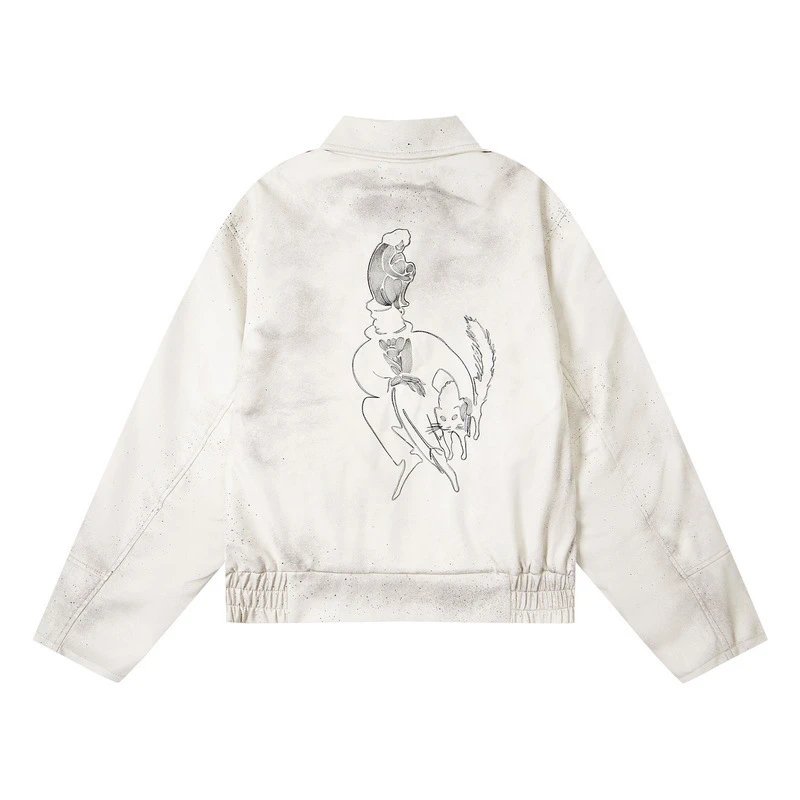 Gallery Dept x ERD White Distressed Graphic Jacket Outerwear - 24