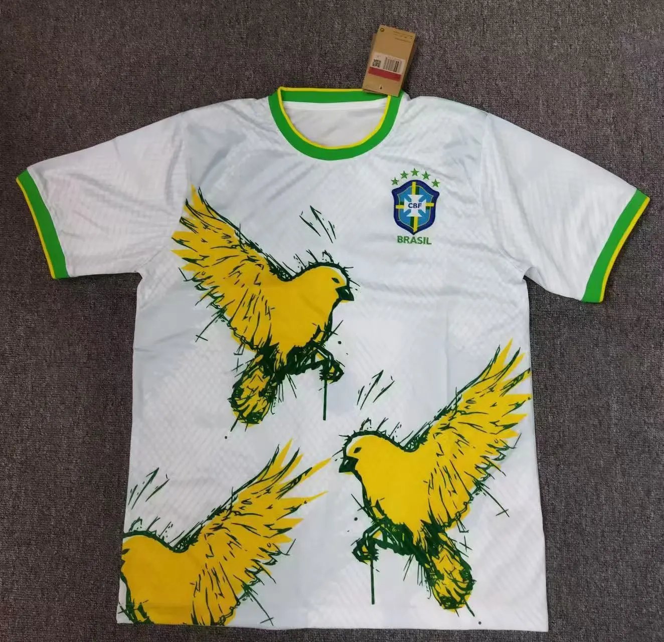CBF Brazil Abstract Wave Pattern Black and White Jersey - 2