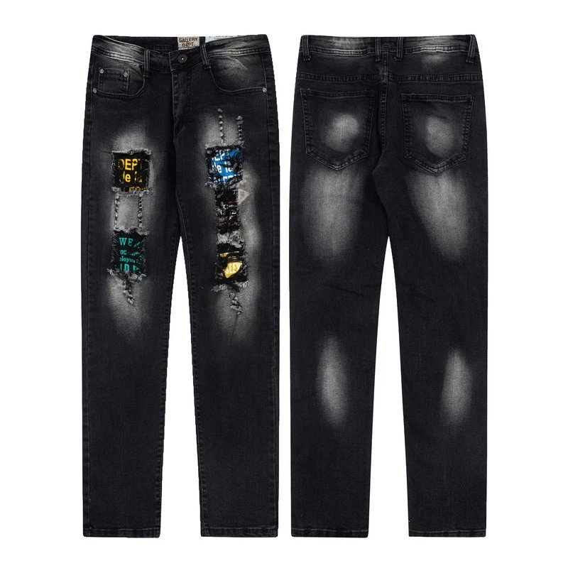Gallery Dept Distressed Paint-Splatter Black Denim Shorts - 14
