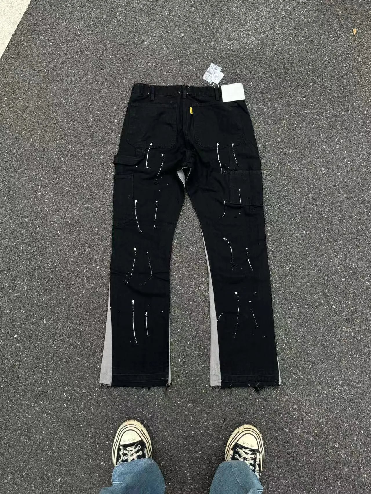 Gallery Dept Distressed Paint-Splatter Black Denim Shorts - 25