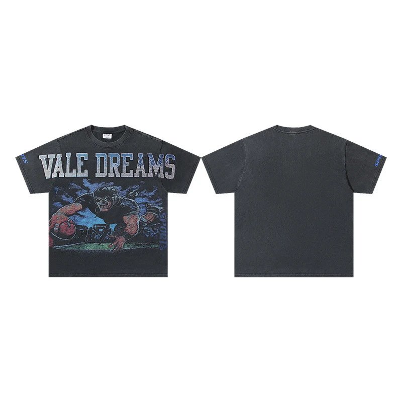 VALE T-Shirts Washed graphic print short-sleeve T-shirt — v 027 black