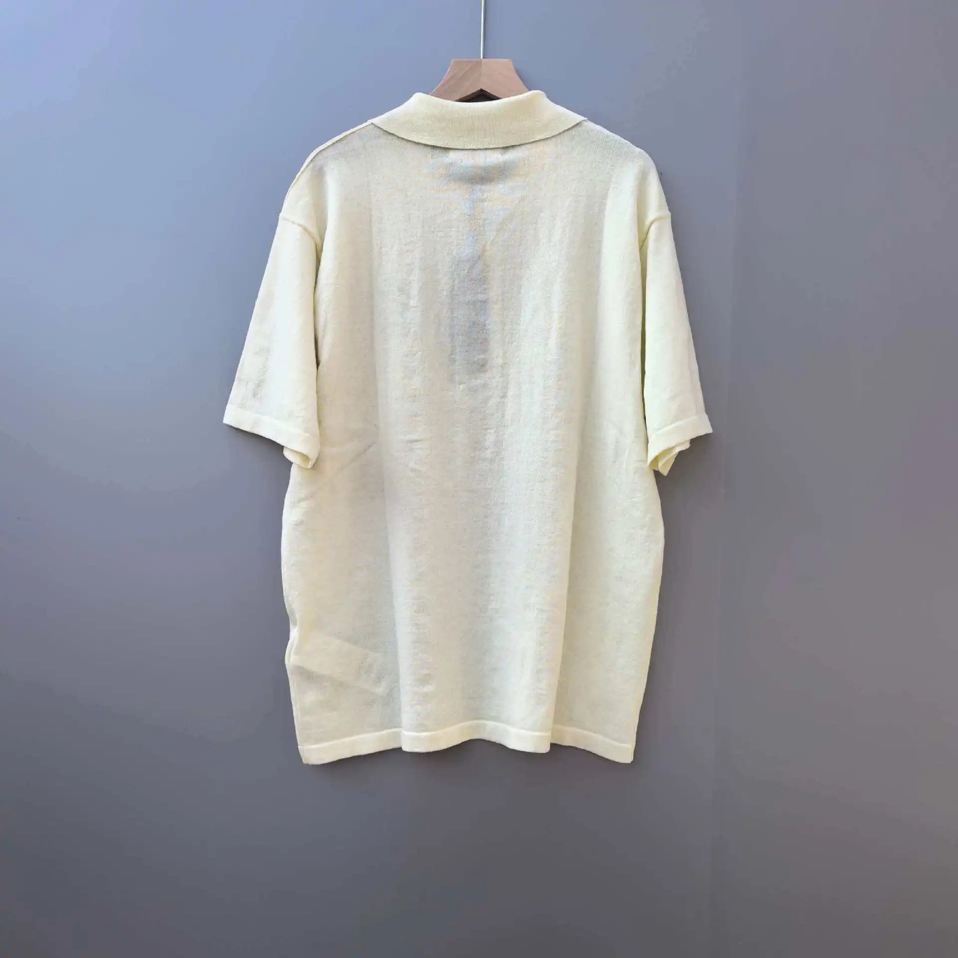 Stone Island Knit Polo Shirt Pale Yellow Tops Polo - 7