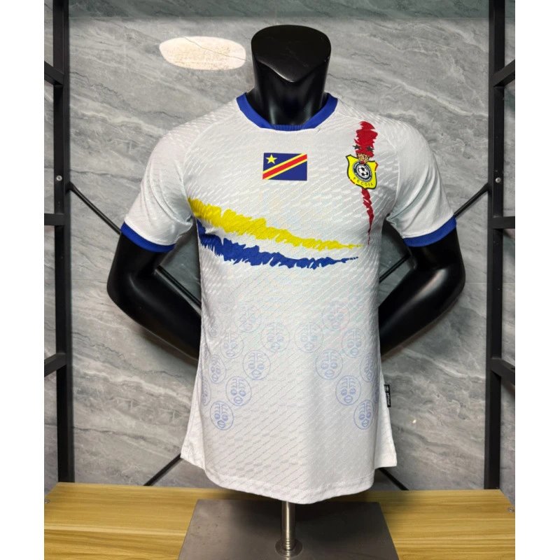 Design Congo DR National Team Inspired Jersey White / Blue / Yellow Jersey - 1