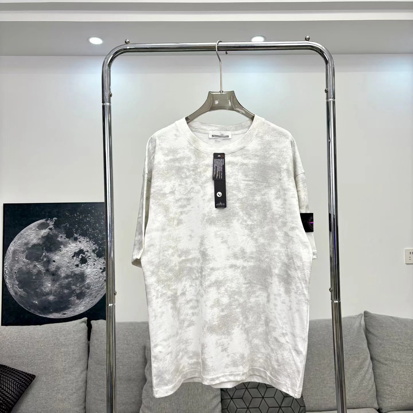 Design Acid Wash Light Blue Oversized T-Shirt - 4