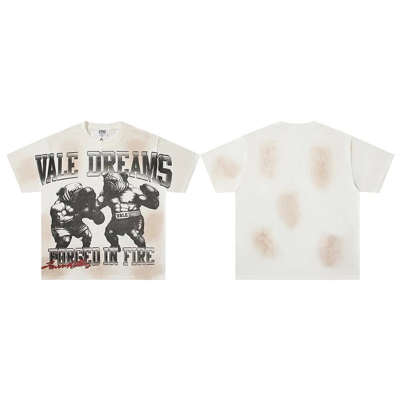 VALE T-Shirts Washed graphic print short-sleeve T-shirt — v 062 white