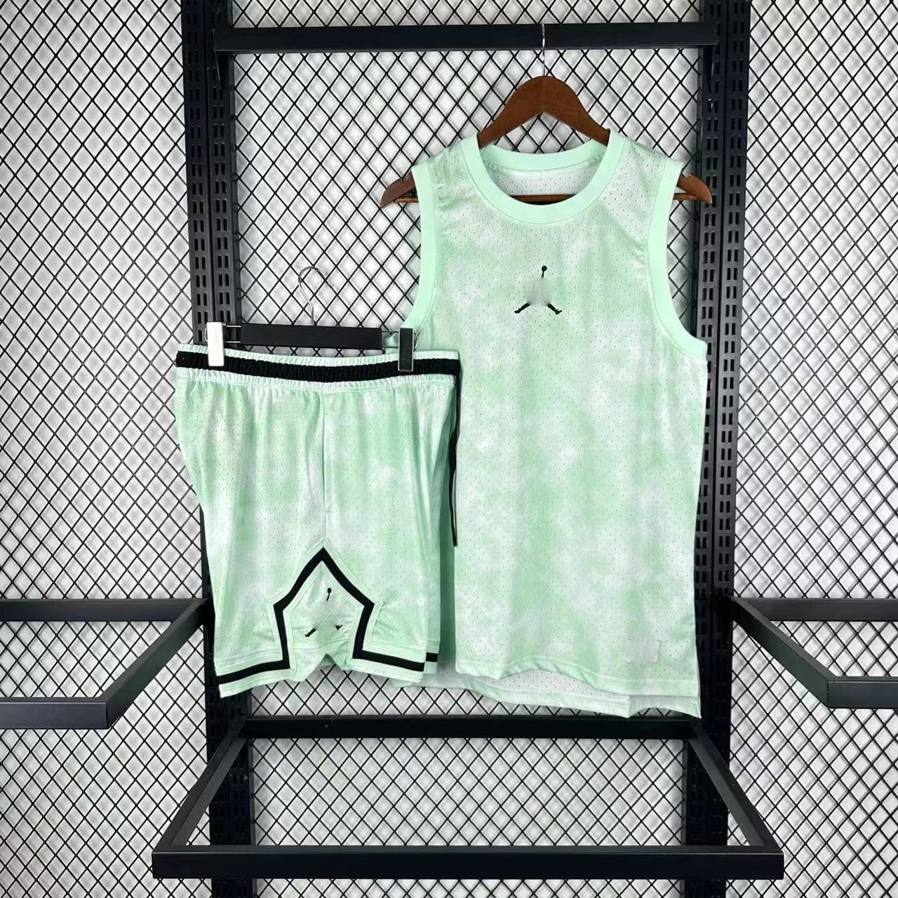 Design Tie-Dye Basketball Set Black / White Vest Top and Shorts - 2