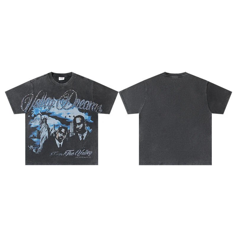 VALE T-Shirts Washed graphic print short-sleeve T-shirt — v 026 black