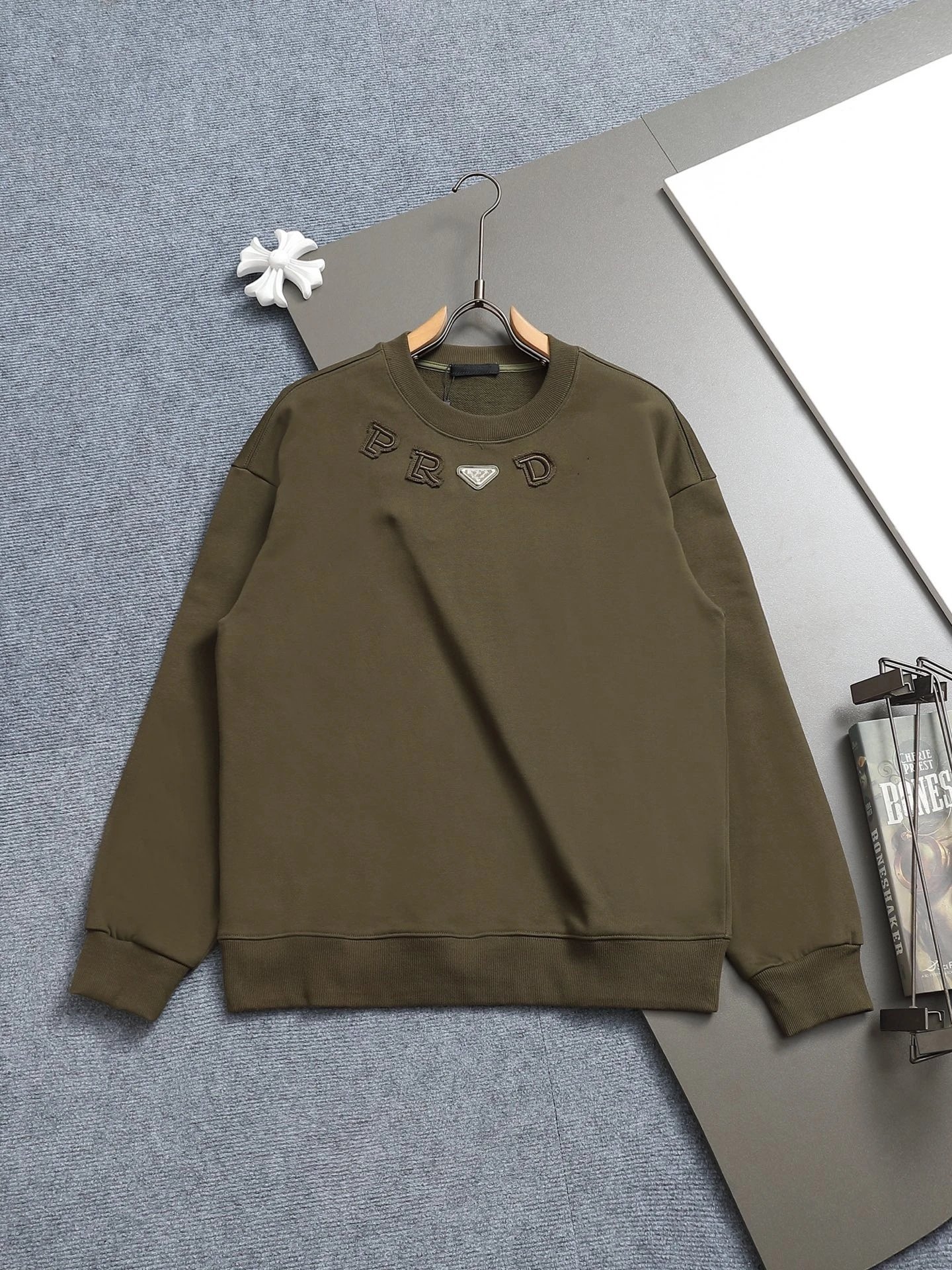 Prada Logo Embroidered Black Hoodie - 21