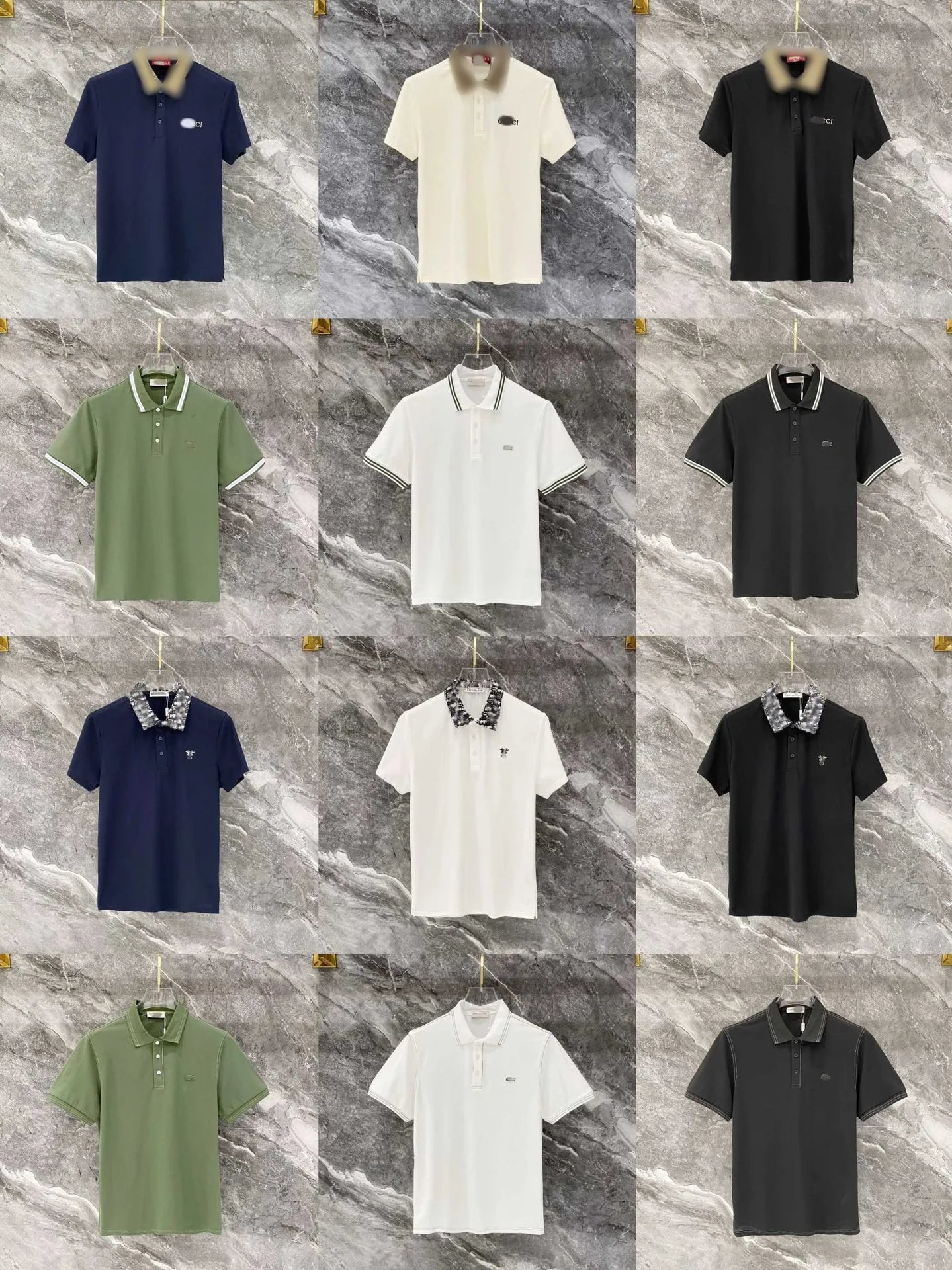 Off-White Polo Shirt White with Black Contrast Collar and Tape Detail Tops Polo - 6