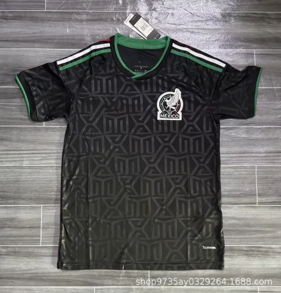 Design Mexico National Team Away Jersey Black Green Patterned Soccer Jersey - 1