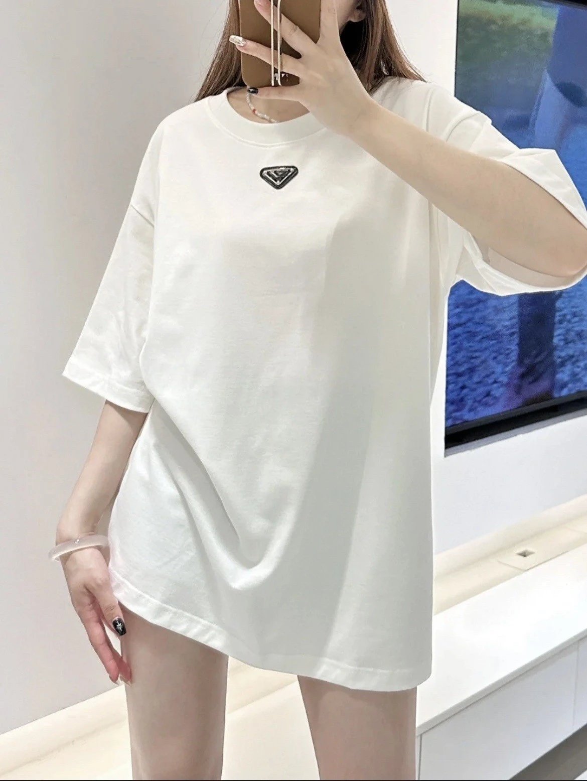 Prada Triangle Logo T-Shirt White T-Shirt - 3