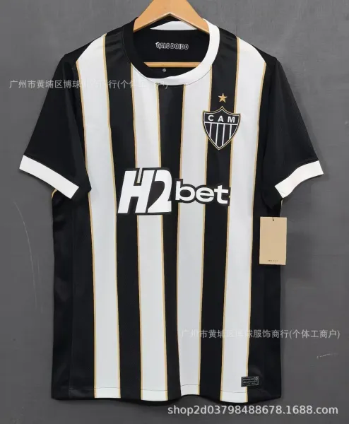 Atlético Madrid Atlético Mineiro x H2bet Home Jersey Black White Gold Jersey - 1