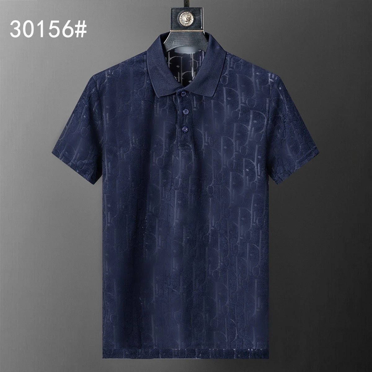 Louis Vuitton Shirts Short-Sleeve Monogram Polo Shirt — Navy Blue 30156