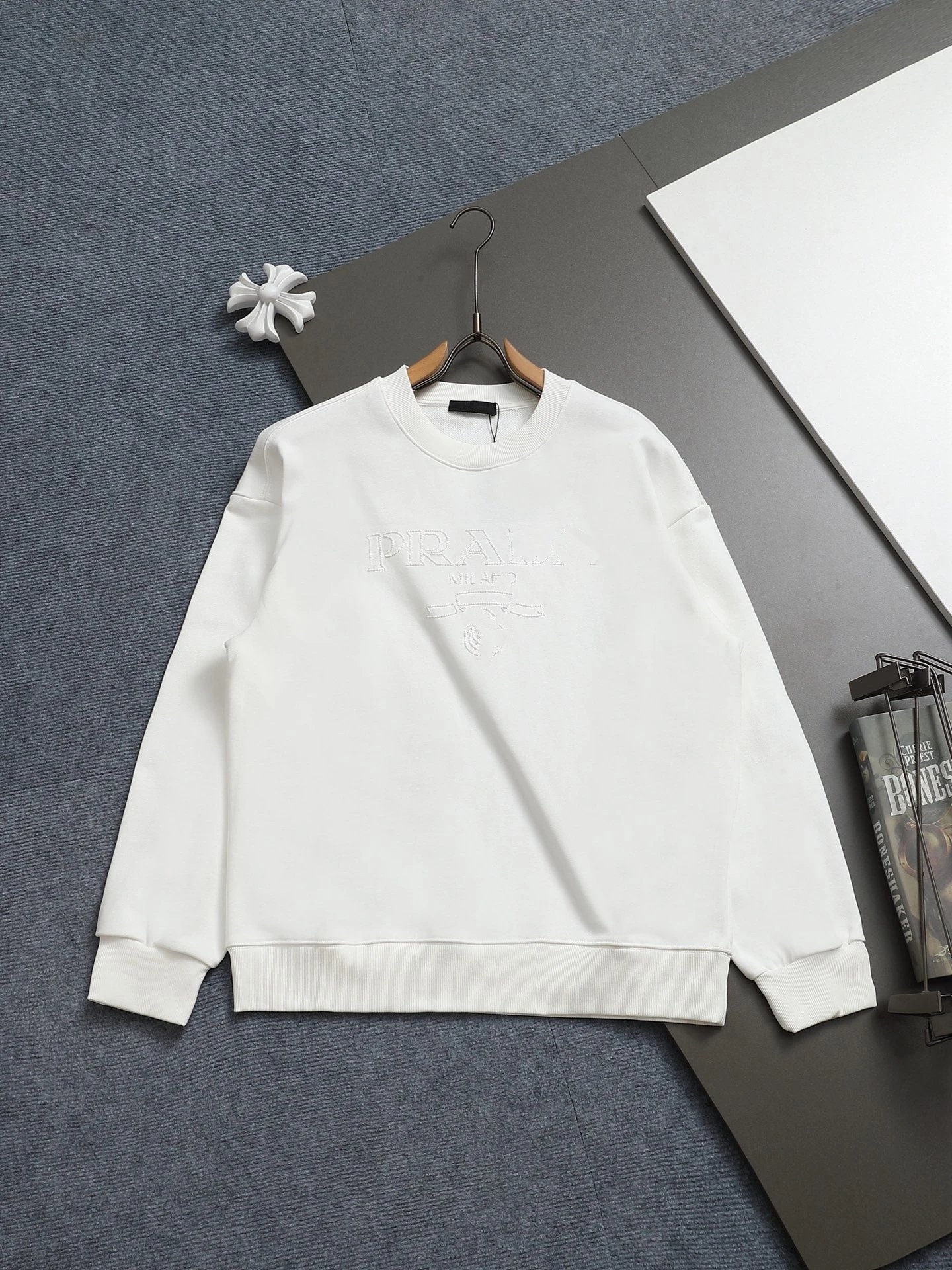 Prada Logo Embroidered Black Hoodie - 31