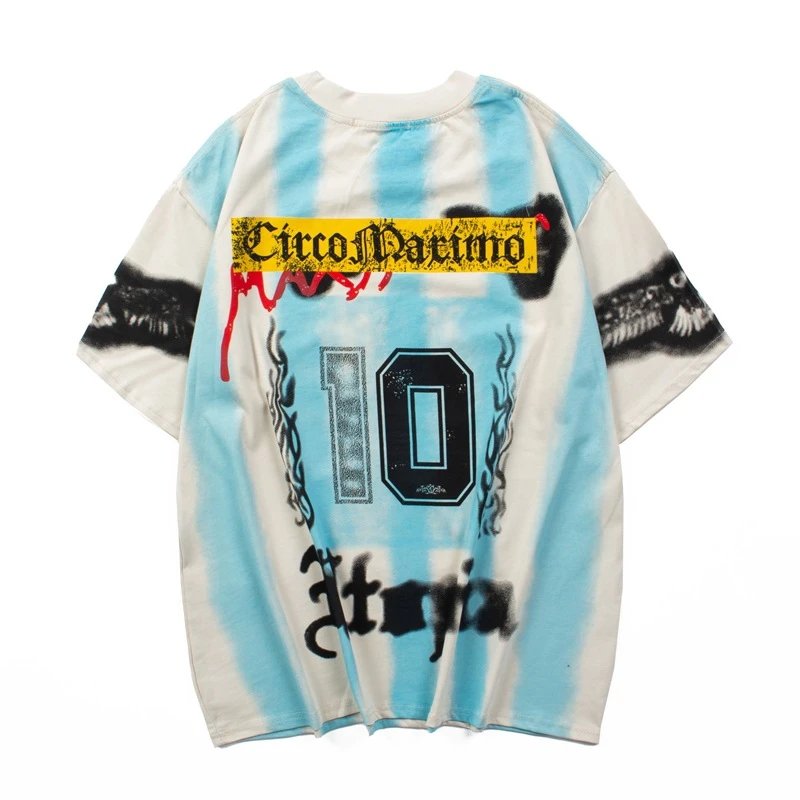 Design Tonal Striped Football Jersey Red White - 5