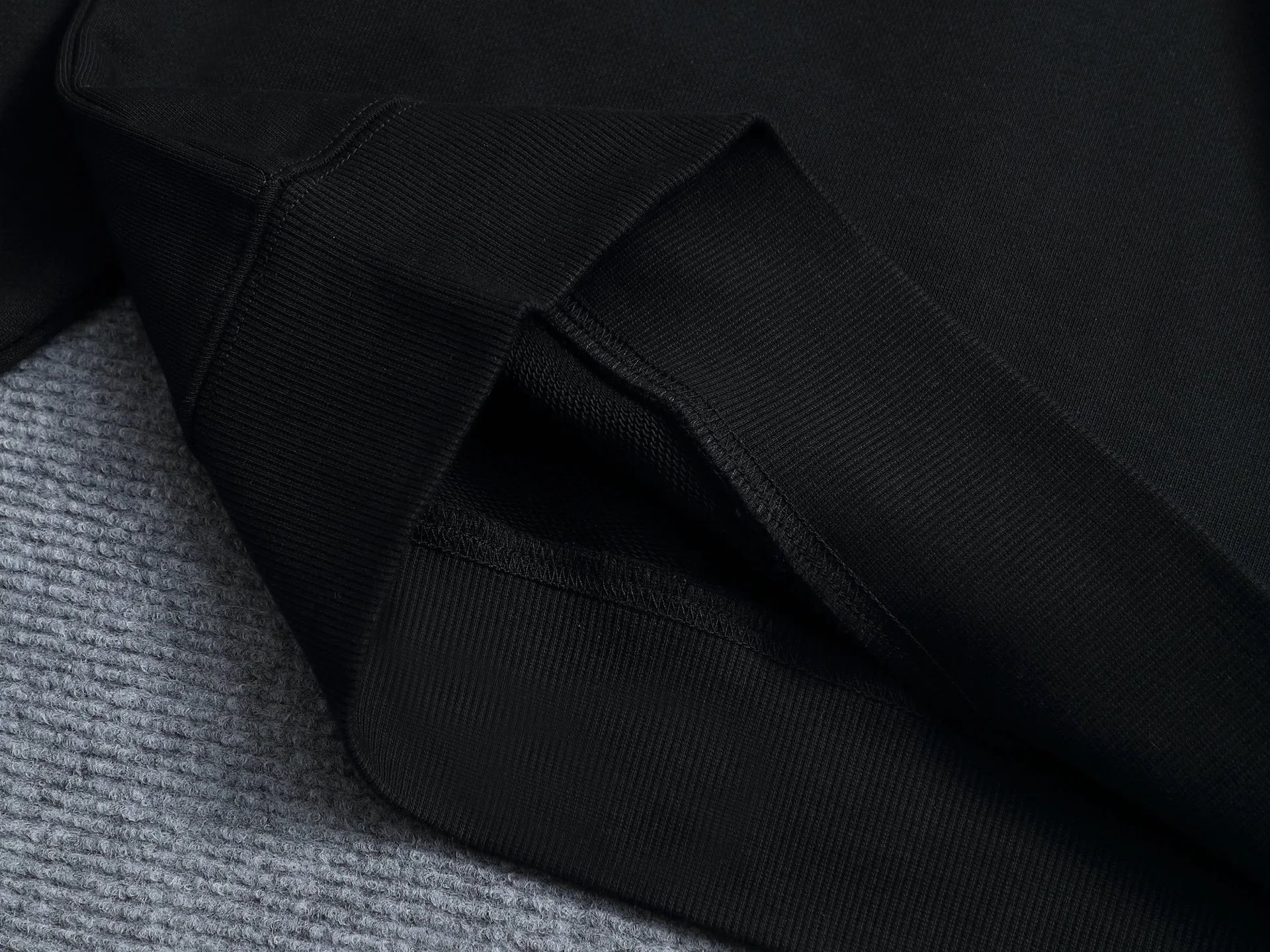 Prada Logo Embroidered Black Hoodie - 45