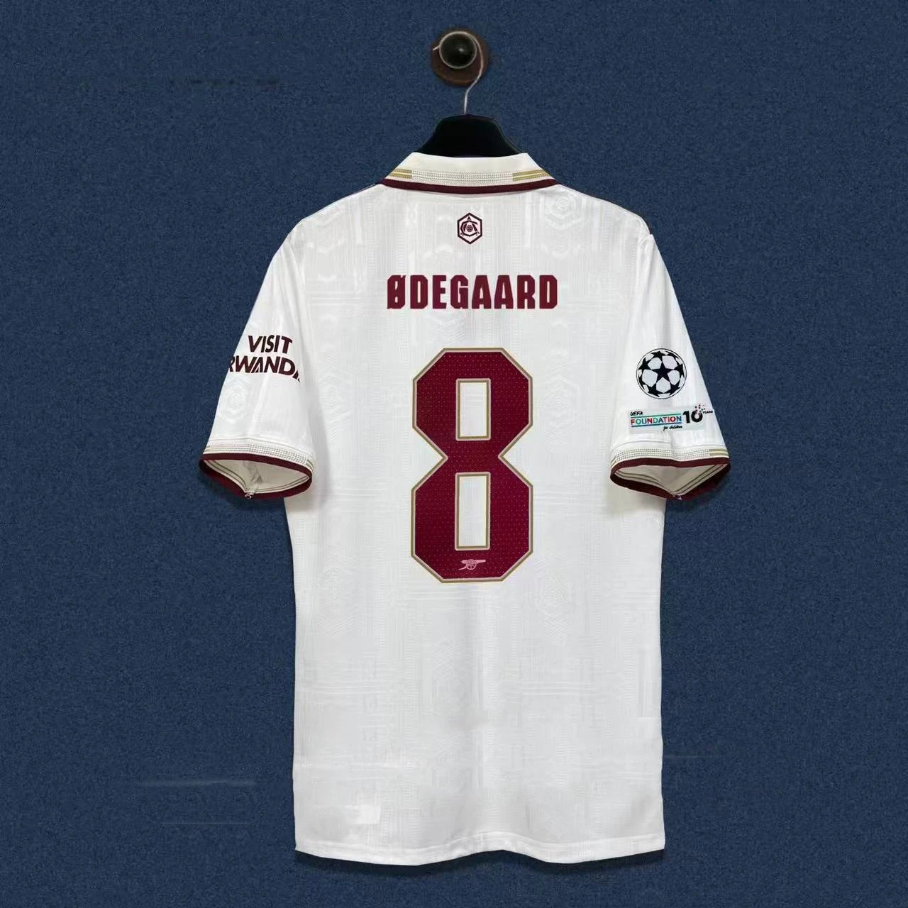 Arsenal FC 2023-24 Champions League Third Kit White Burgundy Jersey - 23