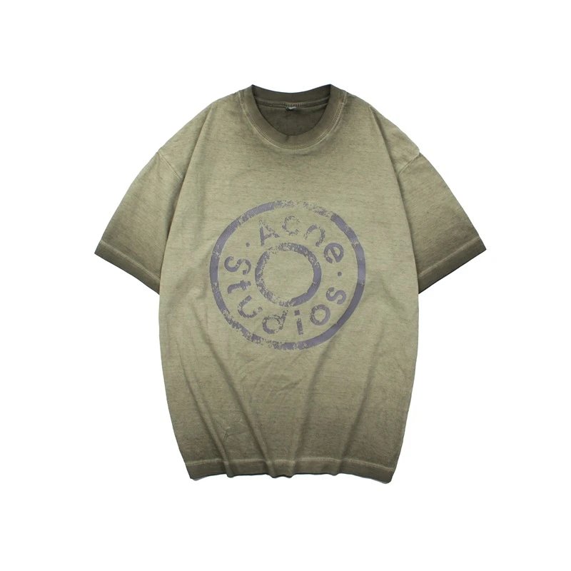 Acne Studios Logo Print Washed Gray T-Shirt - 9