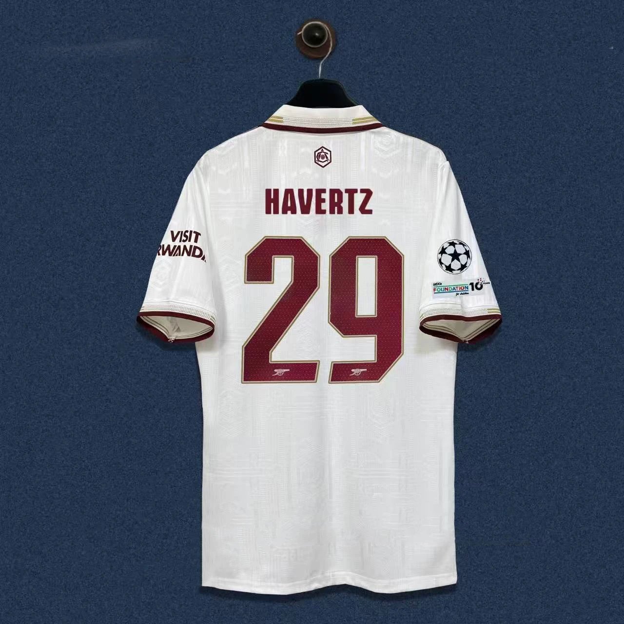 Arsenal FC 2023-24 Champions League Third Kit White Burgundy Jersey - 19