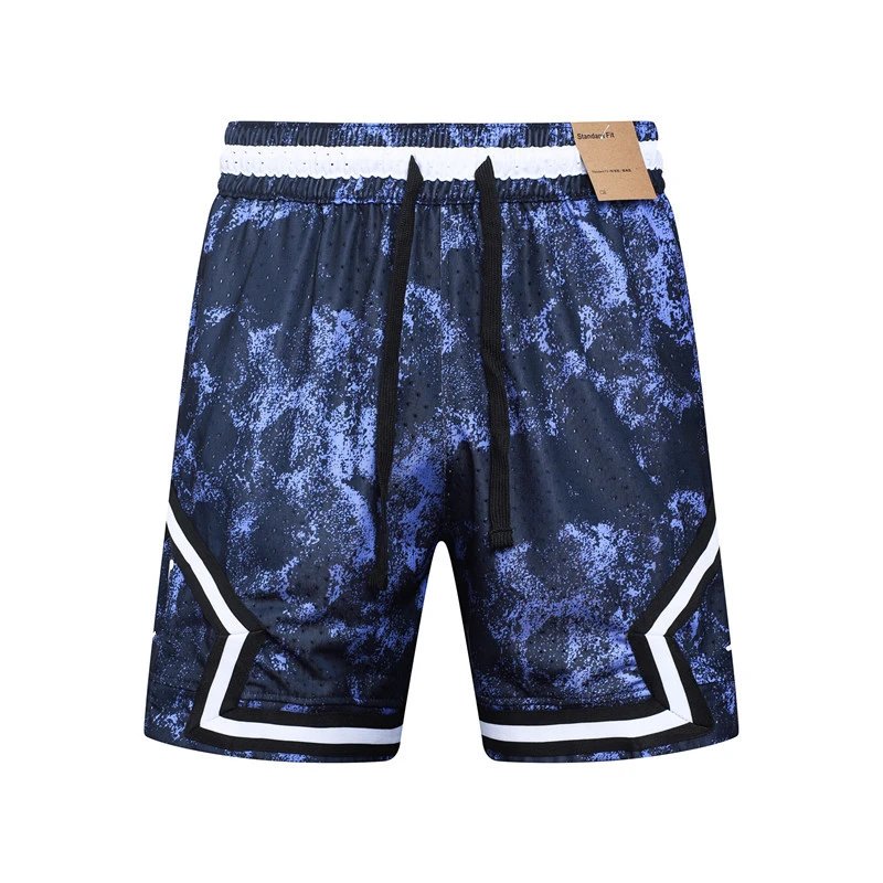 Design Sporty Mesh Shorts Navy with Red Geometric Panels - 8