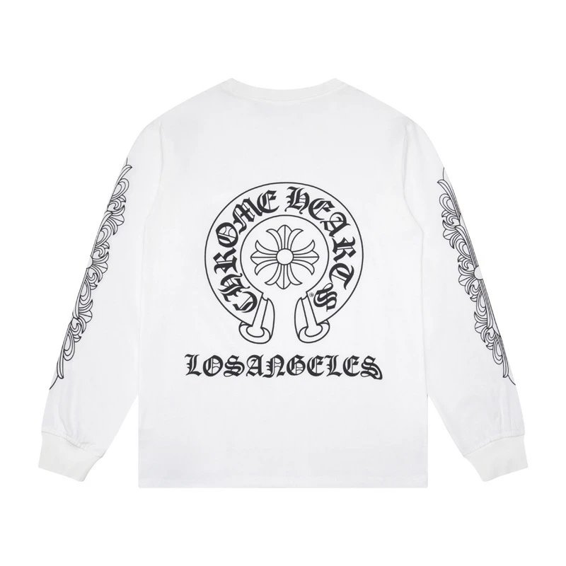 Chrome Hearts T-Shirts Graphic Long-Sleeve T-Shirt — White 8