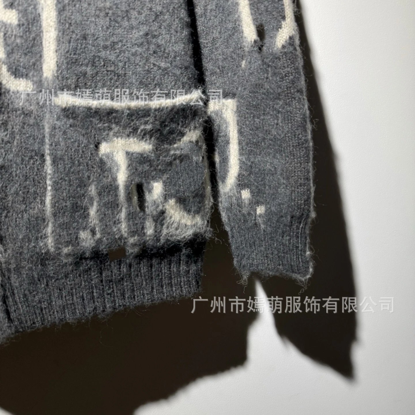 Design Abstract Print Gray Knit Cardigan Outerwear.cardigan - 7