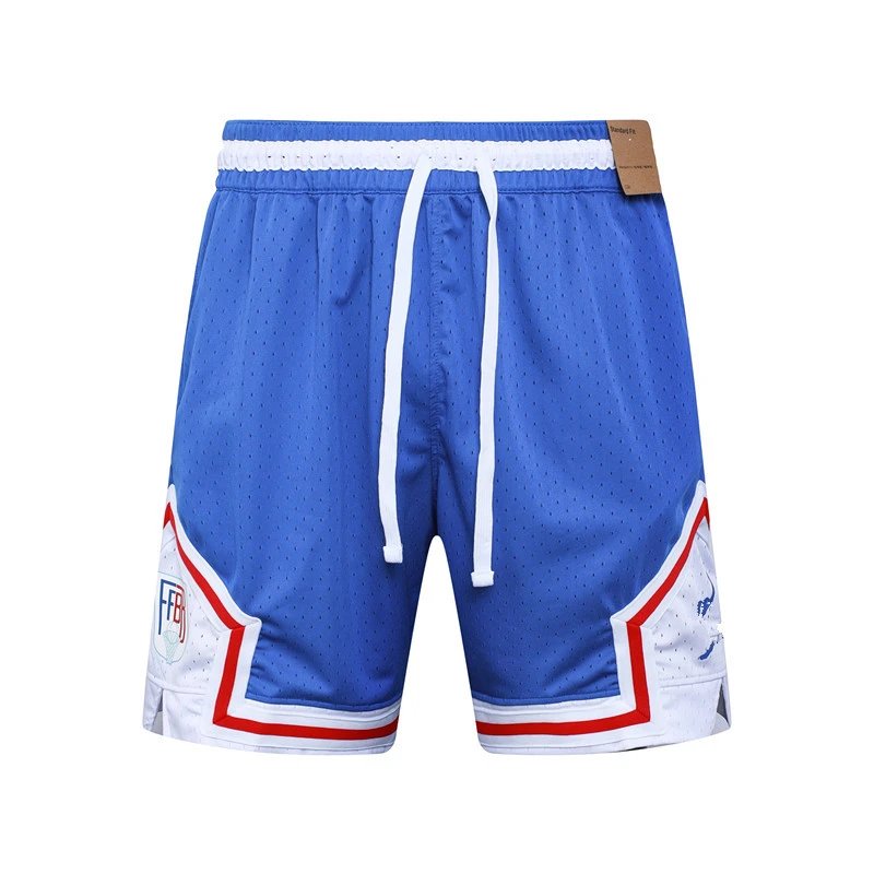 Design Sporty Mesh Shorts Navy with Red Geometric Panels - 27