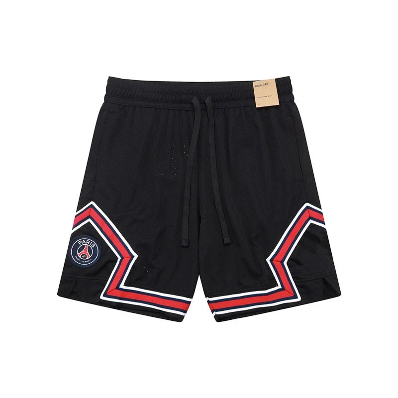 Design Sporty Mesh Shorts Navy with Red Geometric Panels - 34