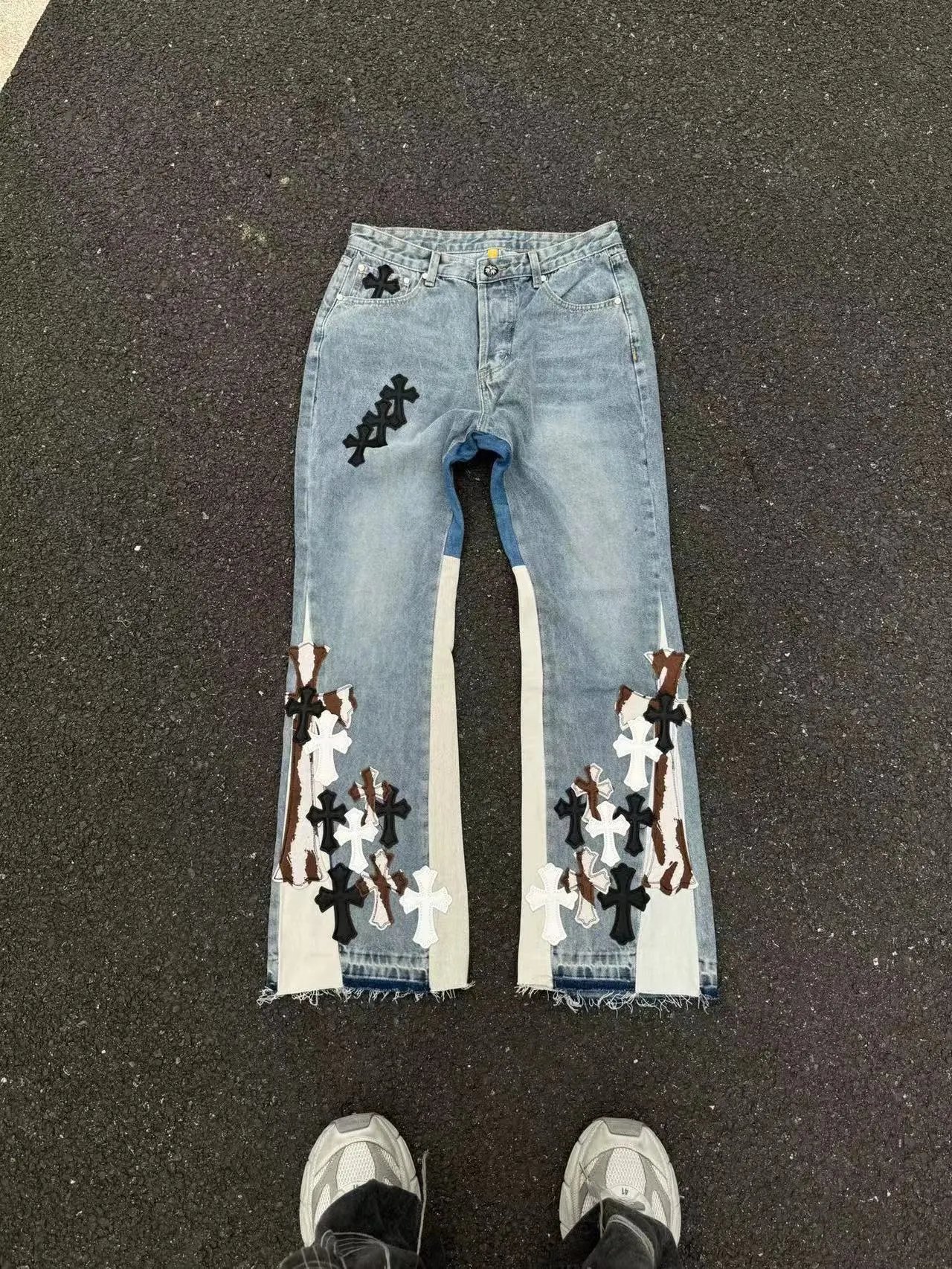Gallery Dept Distressed Paint-Splatter Black Denim Shorts - 23