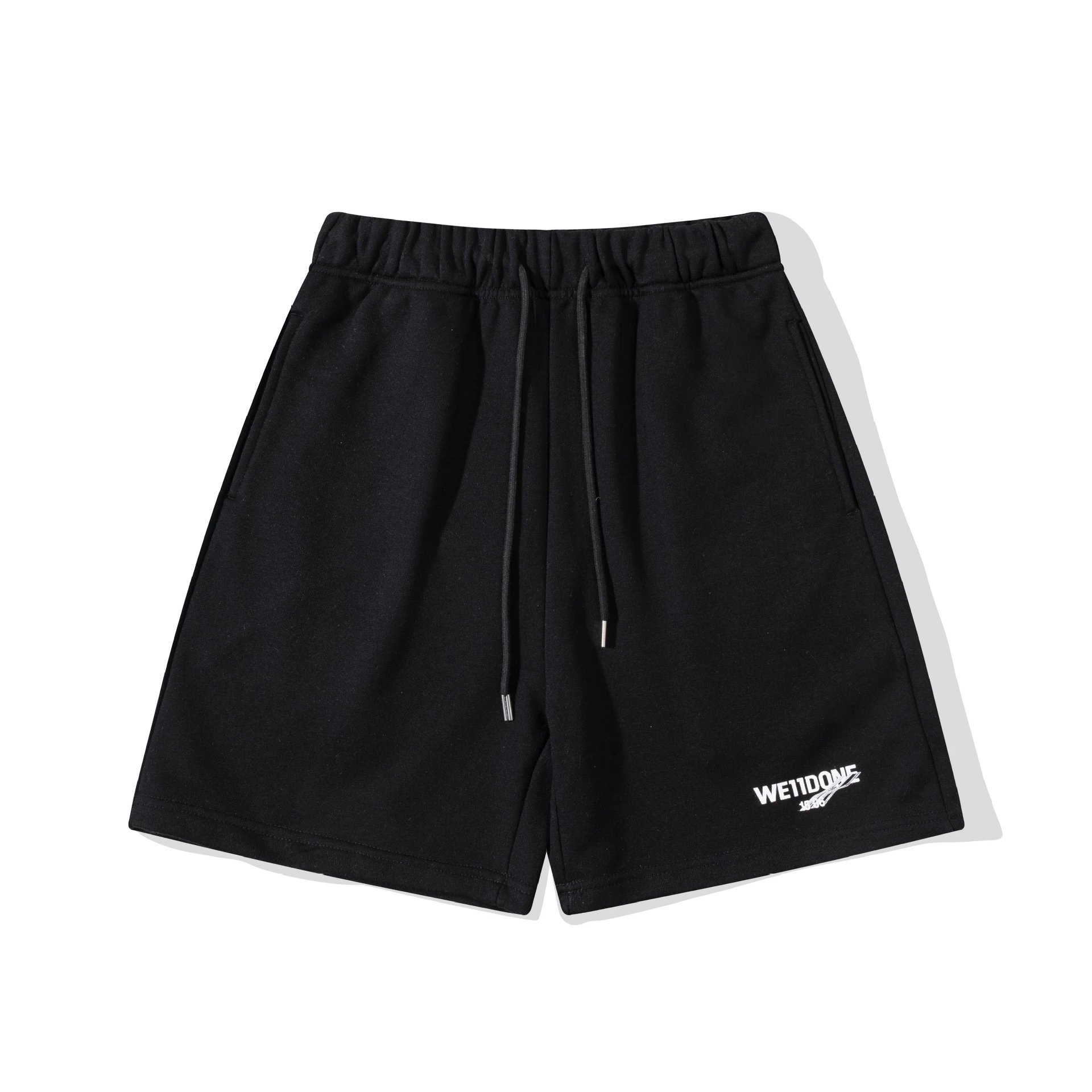 Design WE11DONE Logo Embroidered Black Sweat Shorts - 19