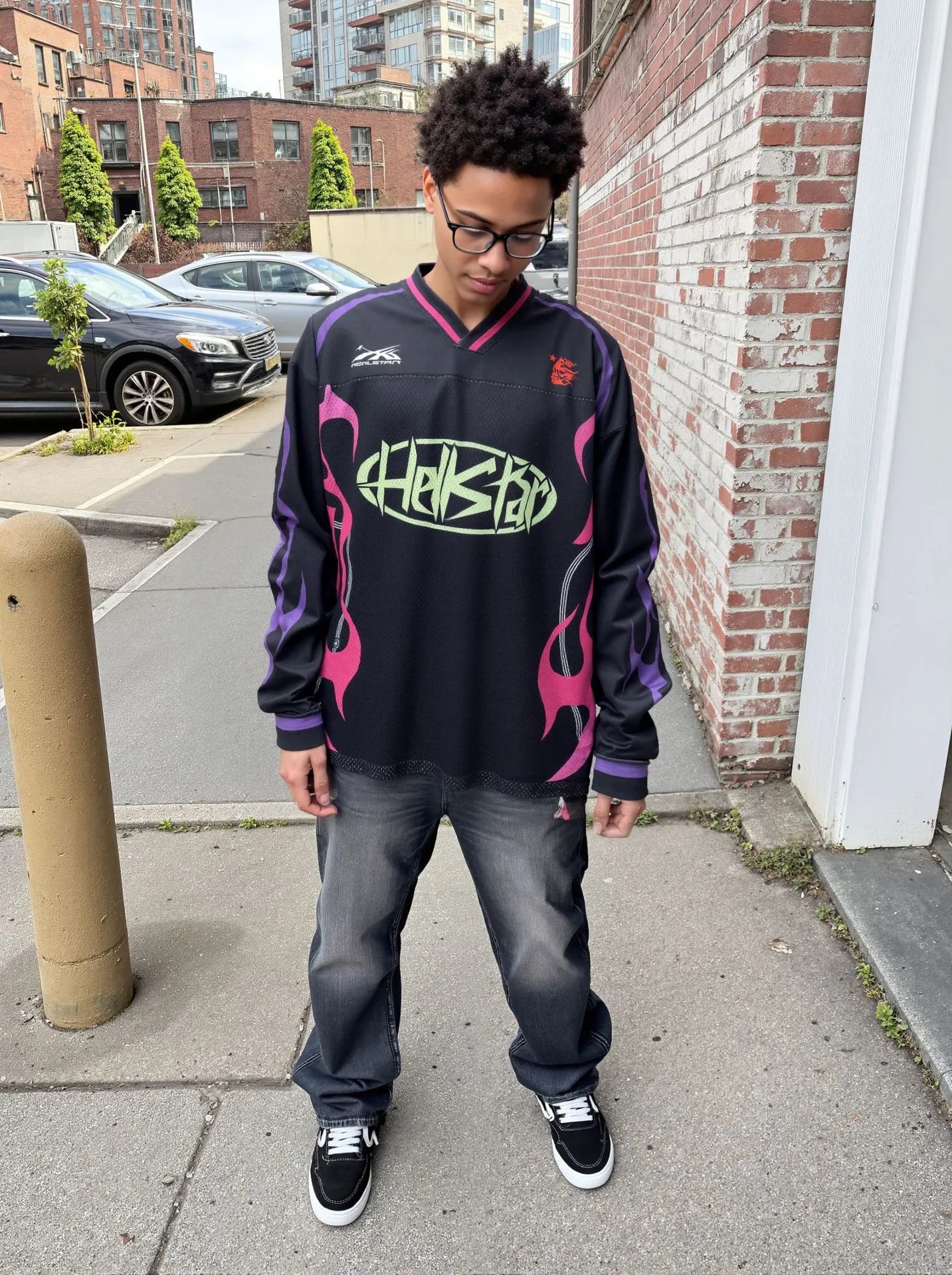 Hellstar Flame Mesh Jersey Black Pink Purple - 38