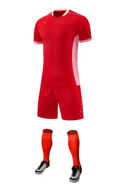 Design Red Performance Soccer Kit with Pink Accents Jersey, Shorts, Socks and Cleats Activewear - 7