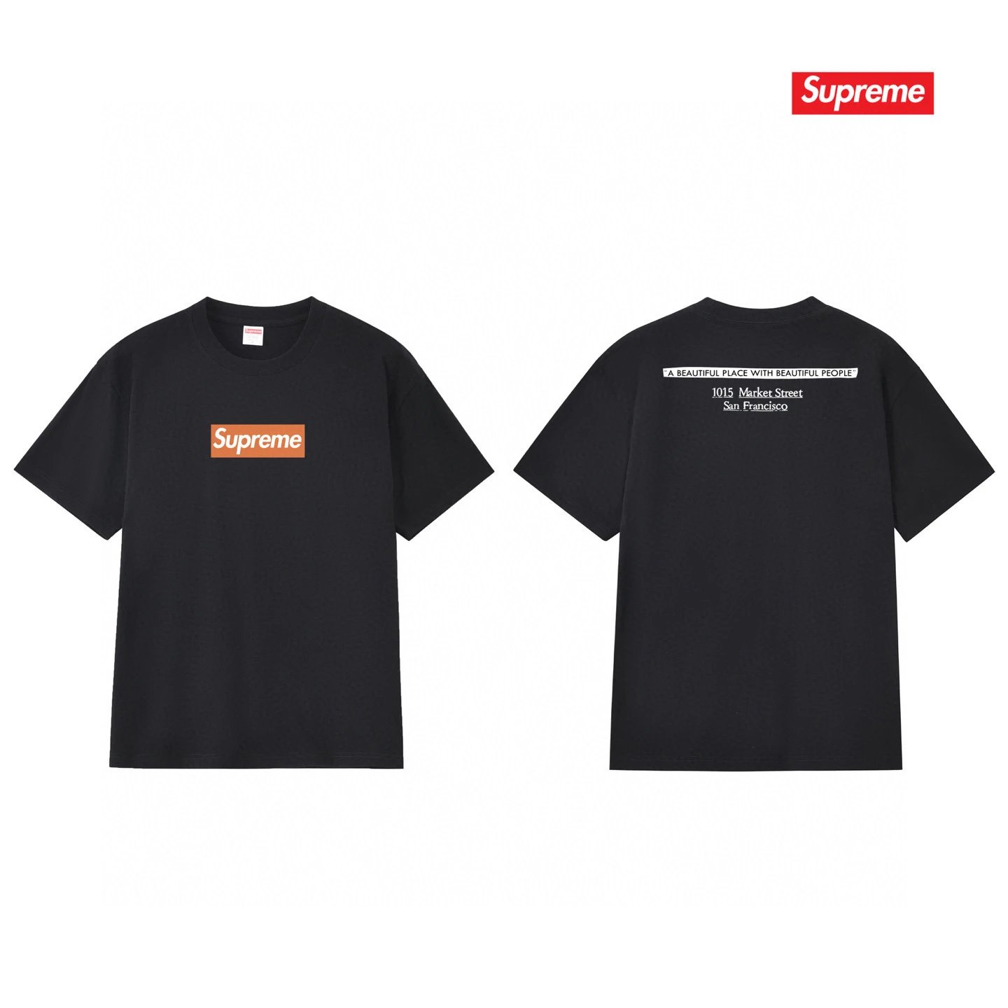 Supreme T-Shirts Graphic Print Short-Sleeve T-Shirt — S221 black