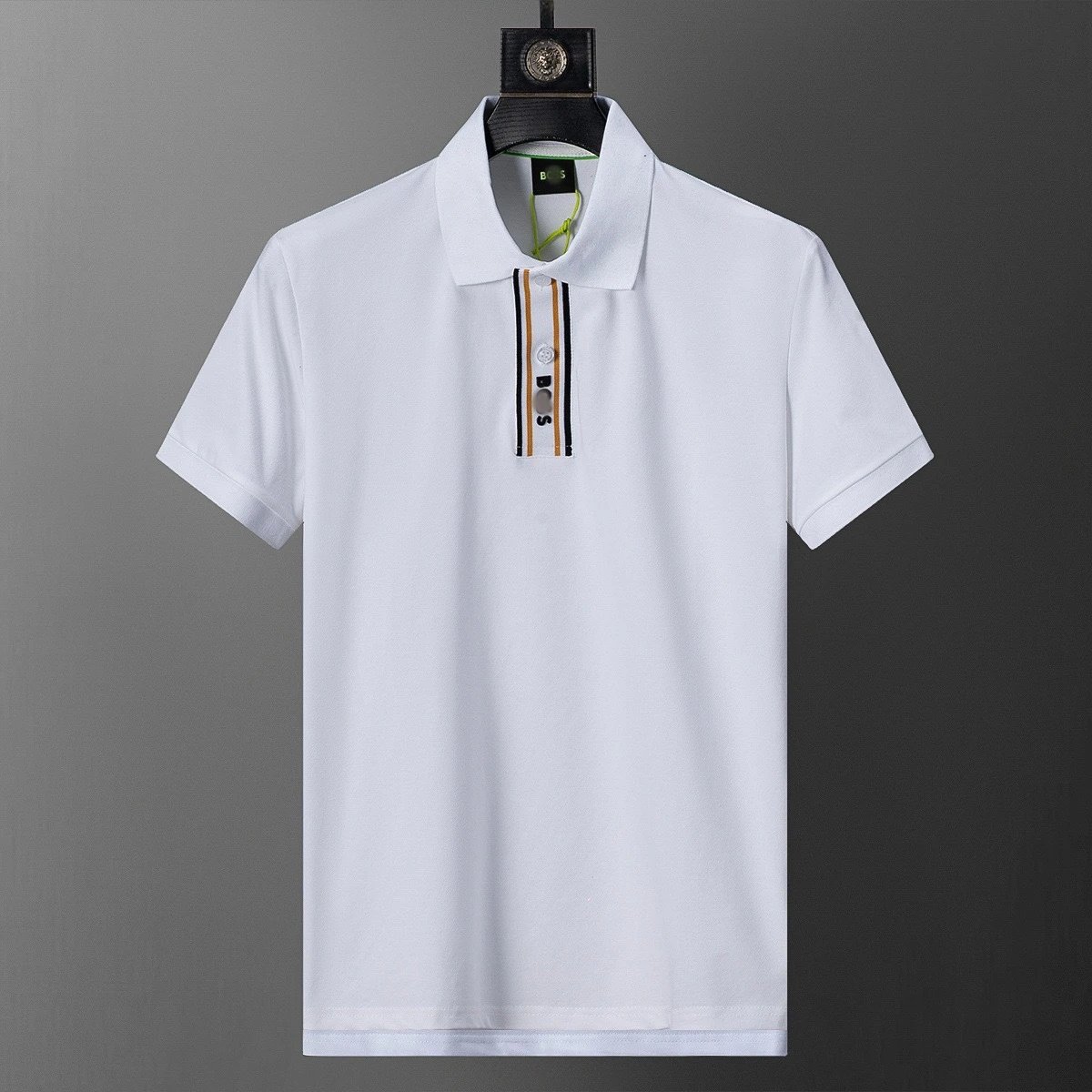 Hugo Boss Polo Shirt White with Striped Placket - 1