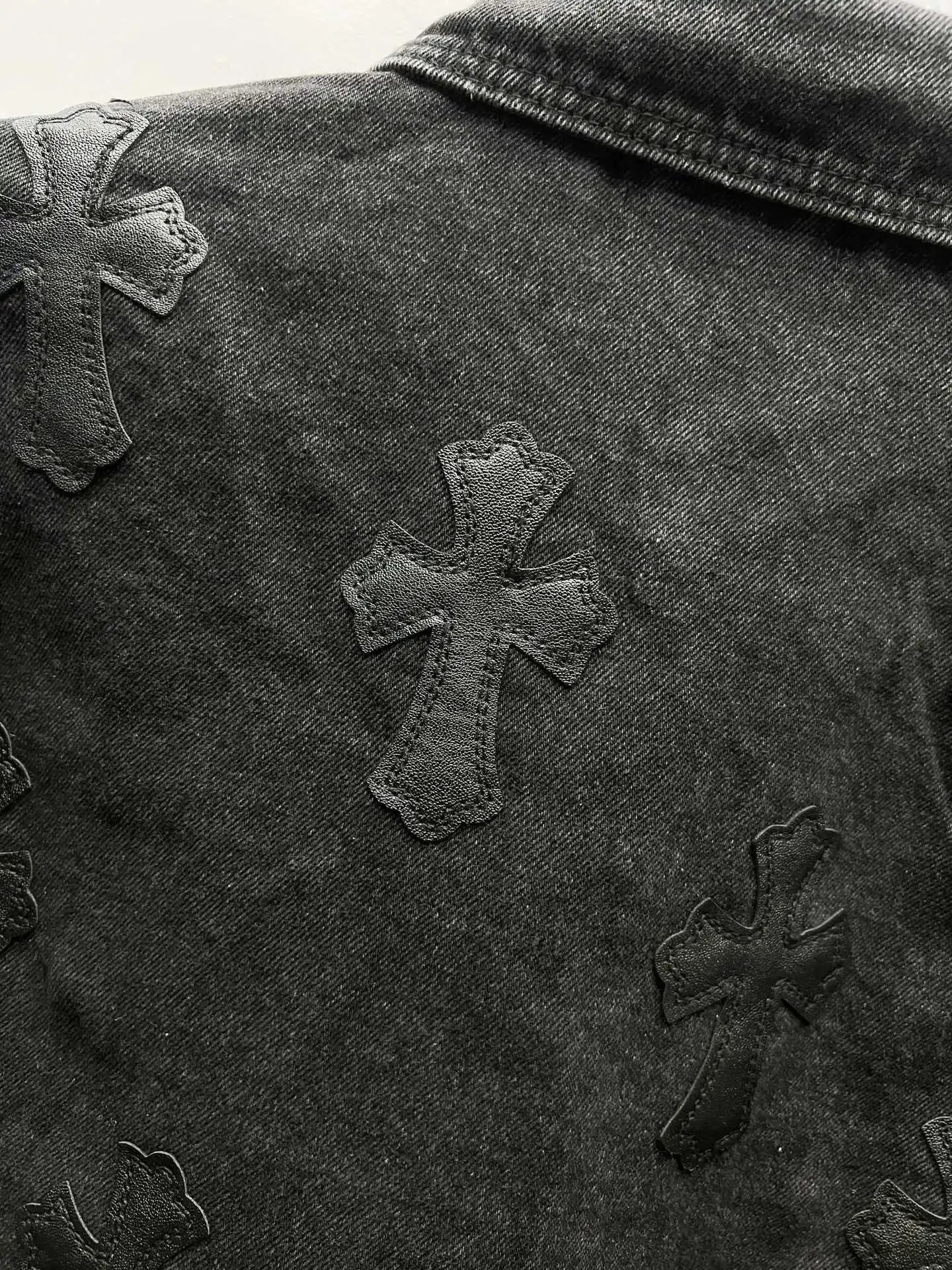 Chrome Hearts Cross-Embroidered Beige Denim Jacket - 5