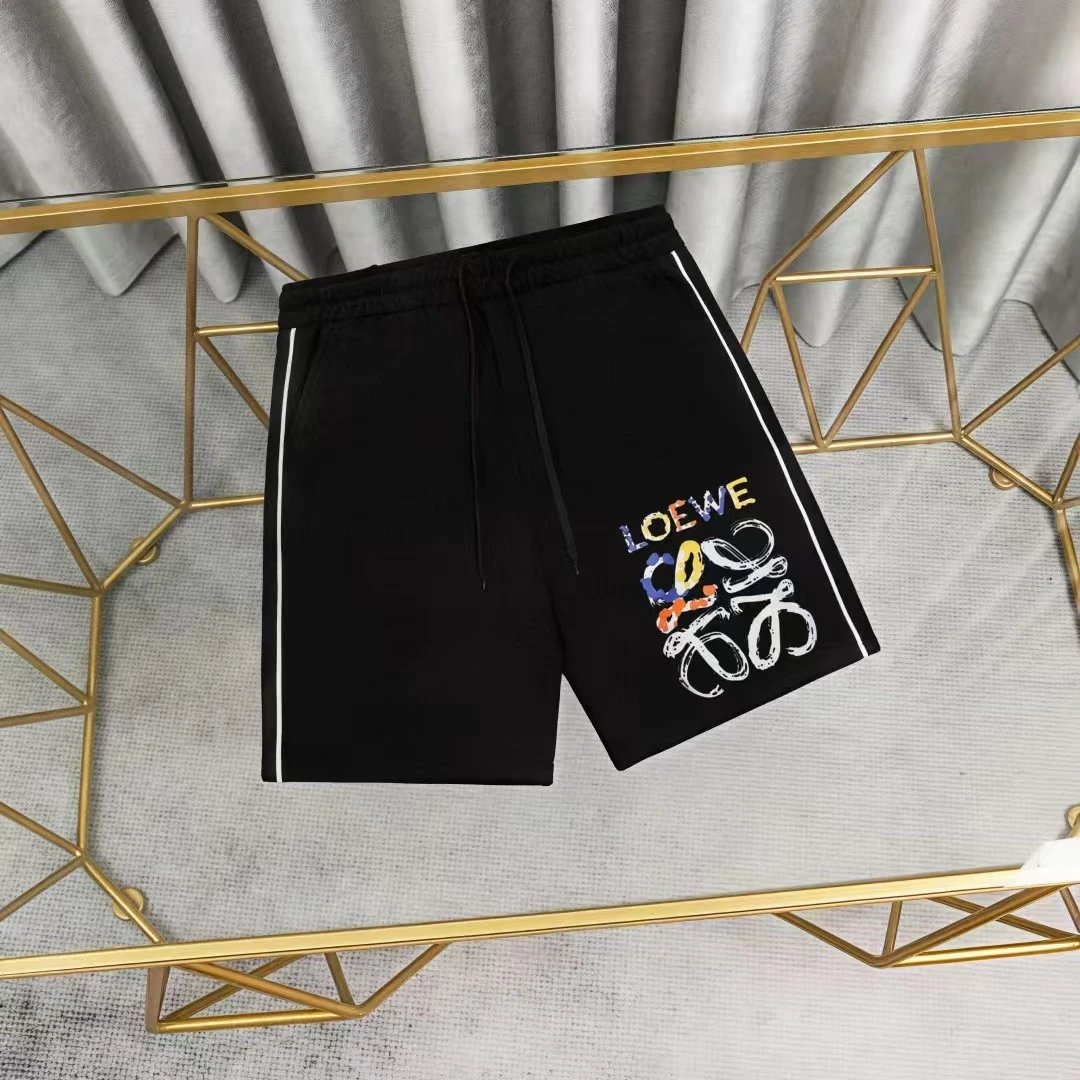 Loewe Logo Patch White Shorts with Black Stripe - 13