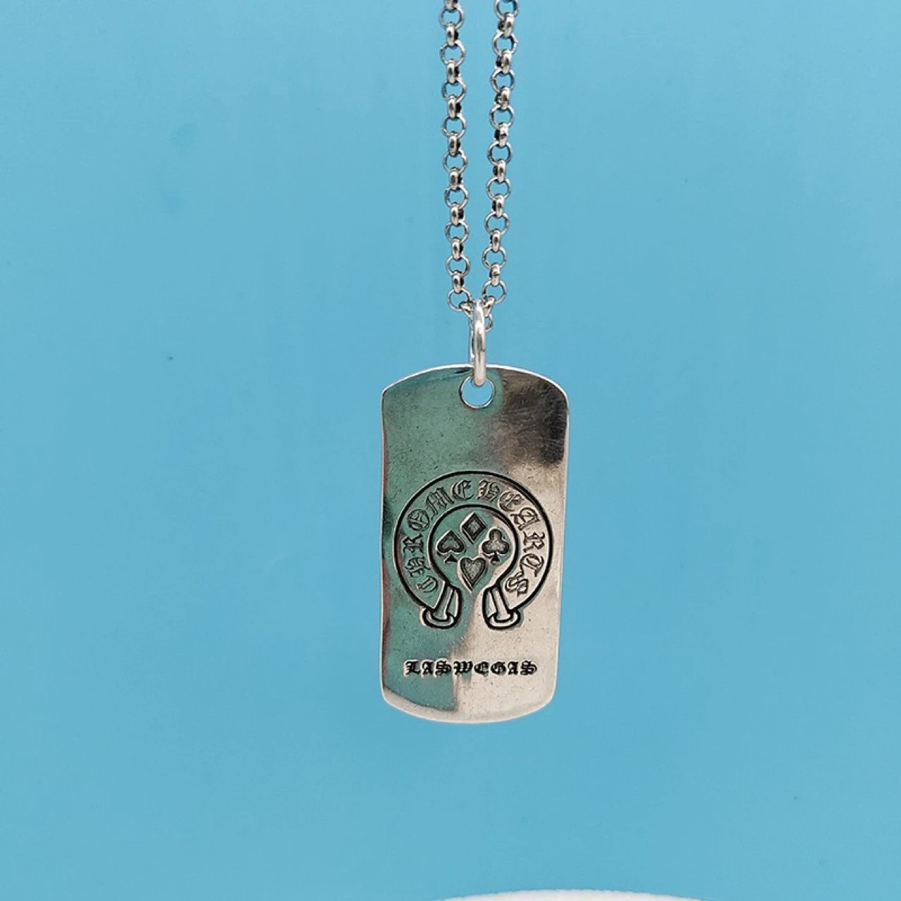 Design Dog Tag Pendant Necklace Silver Black Jewelry - 5