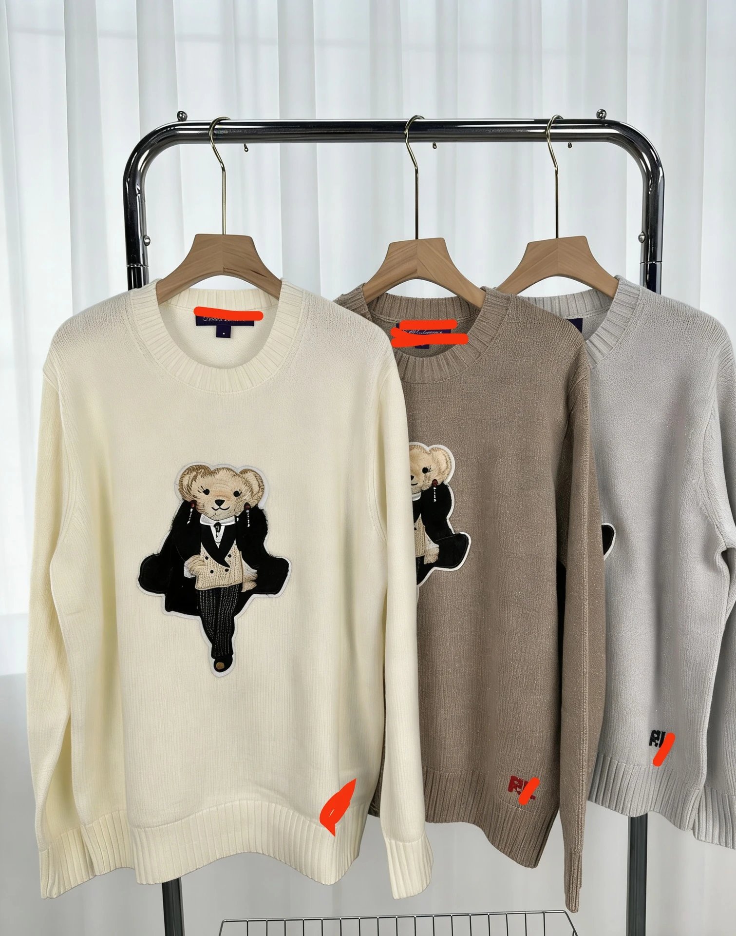 Polo Ralph Lauren Bear Embroidered Crewneck Sweater Ivory - 11