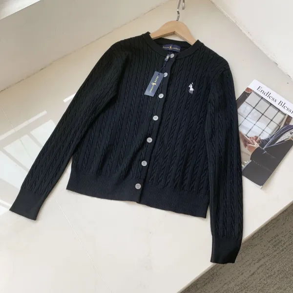 Ralph Lauren Cable Knit Cardigan Black Sweater - 1