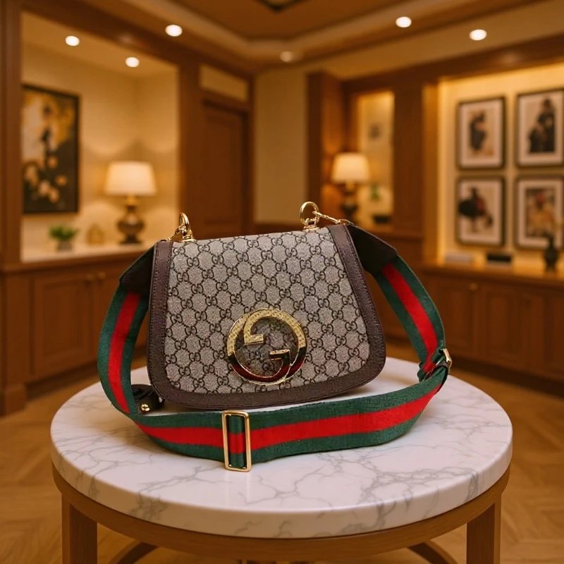 Gucci GG Marmont Mini Shoulder Bag Brown with Web Strap - 2