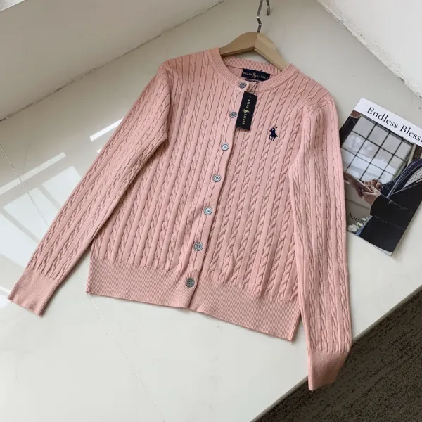 Polo Ralph Lauren Cable Knit Cardigan Pink Sweater - 1