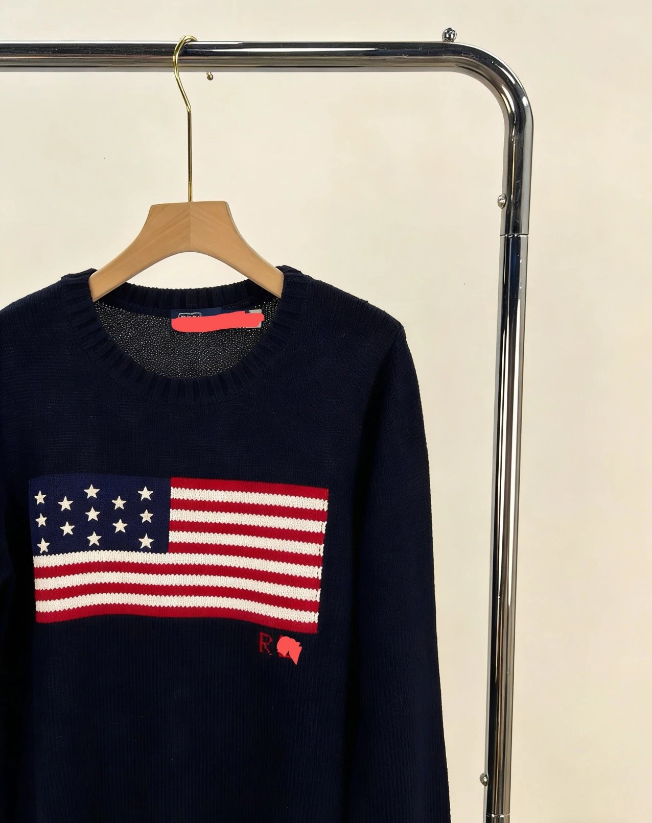 Design American Flag Knit Sweater Light Blue - 9