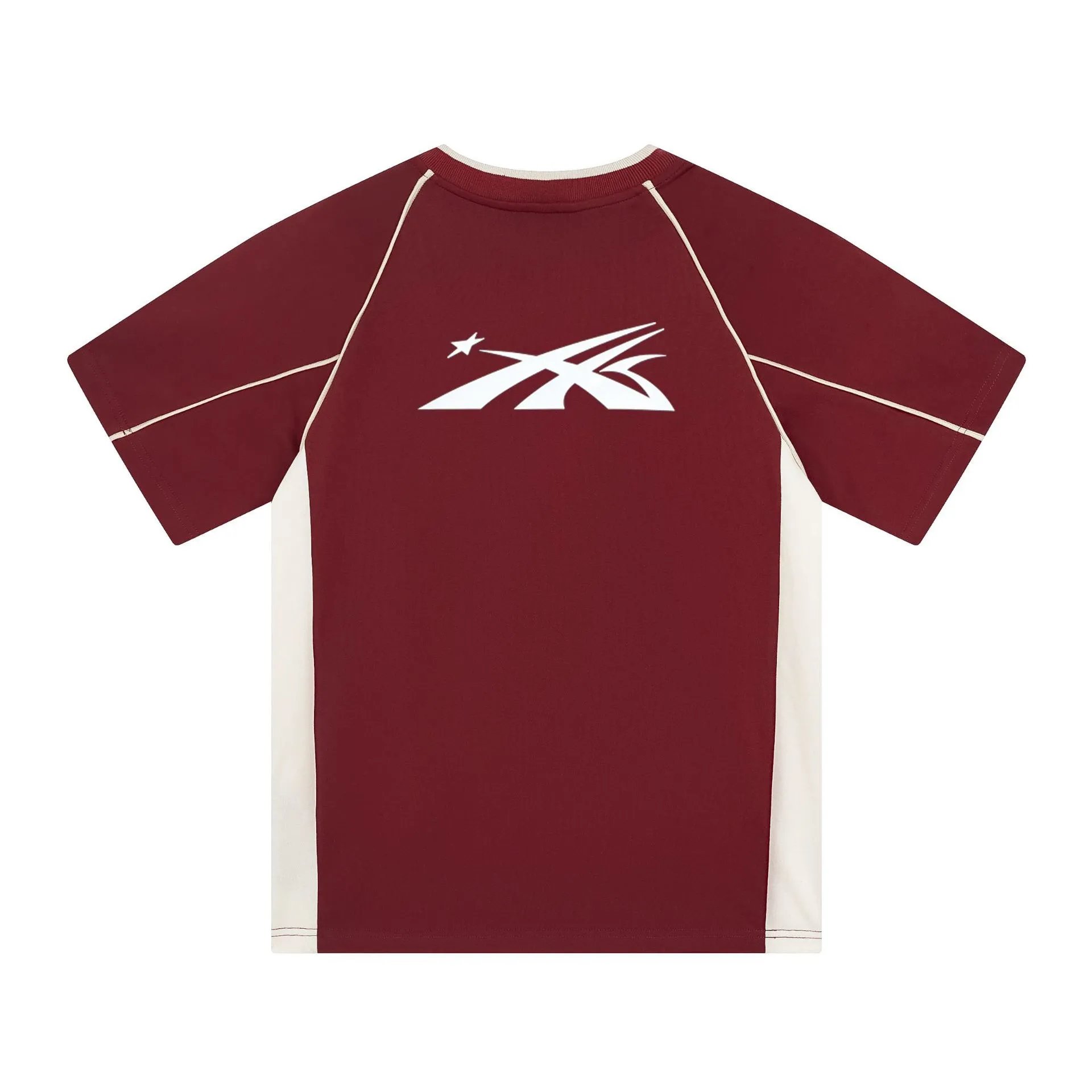 Hellstar V-Neck Performance Tee Beige and Burgundy Jersey - 13