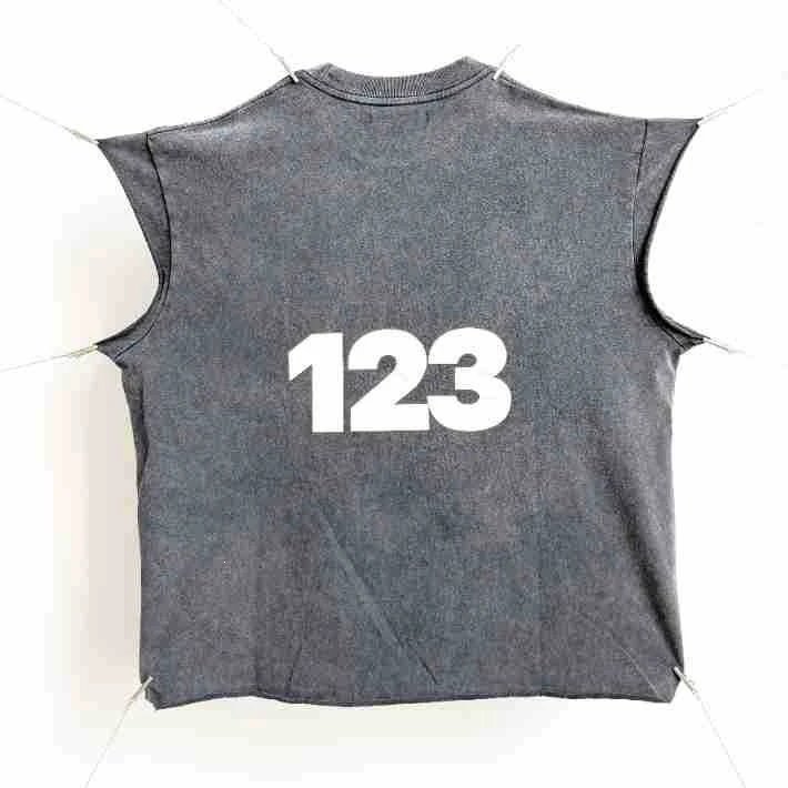 Design Sleeveless Graphic Tee Dark Gray T-Shirt - 36