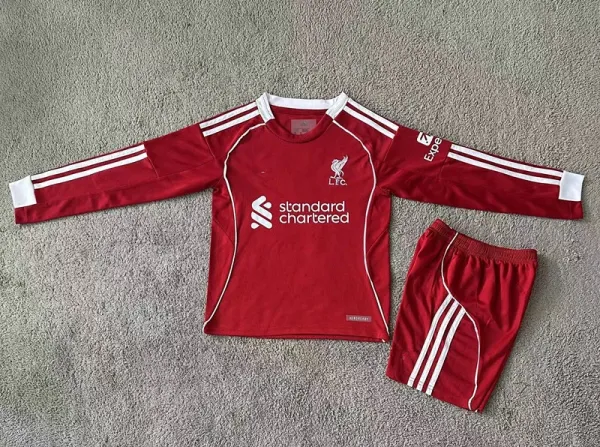 Liverpool FC 2021-22 Home Long-Sleeve Jersey and Shorts Set Red - 1