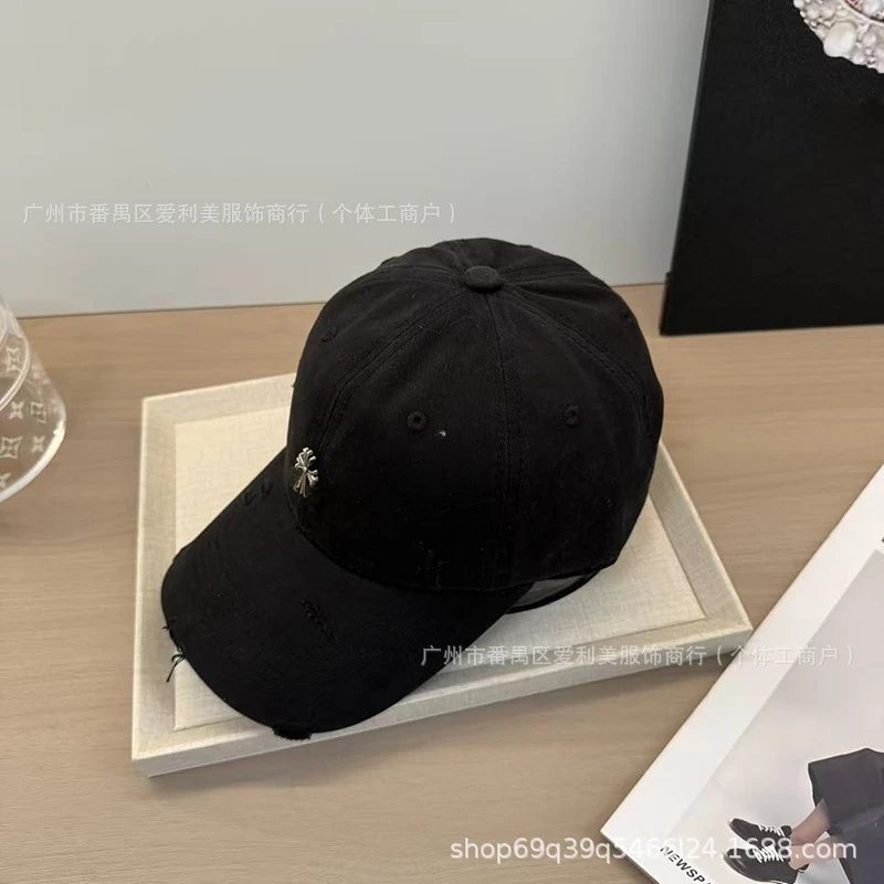 Chrome Hearts Distressed Cross Embroidered Baseball Cap Gray - 14