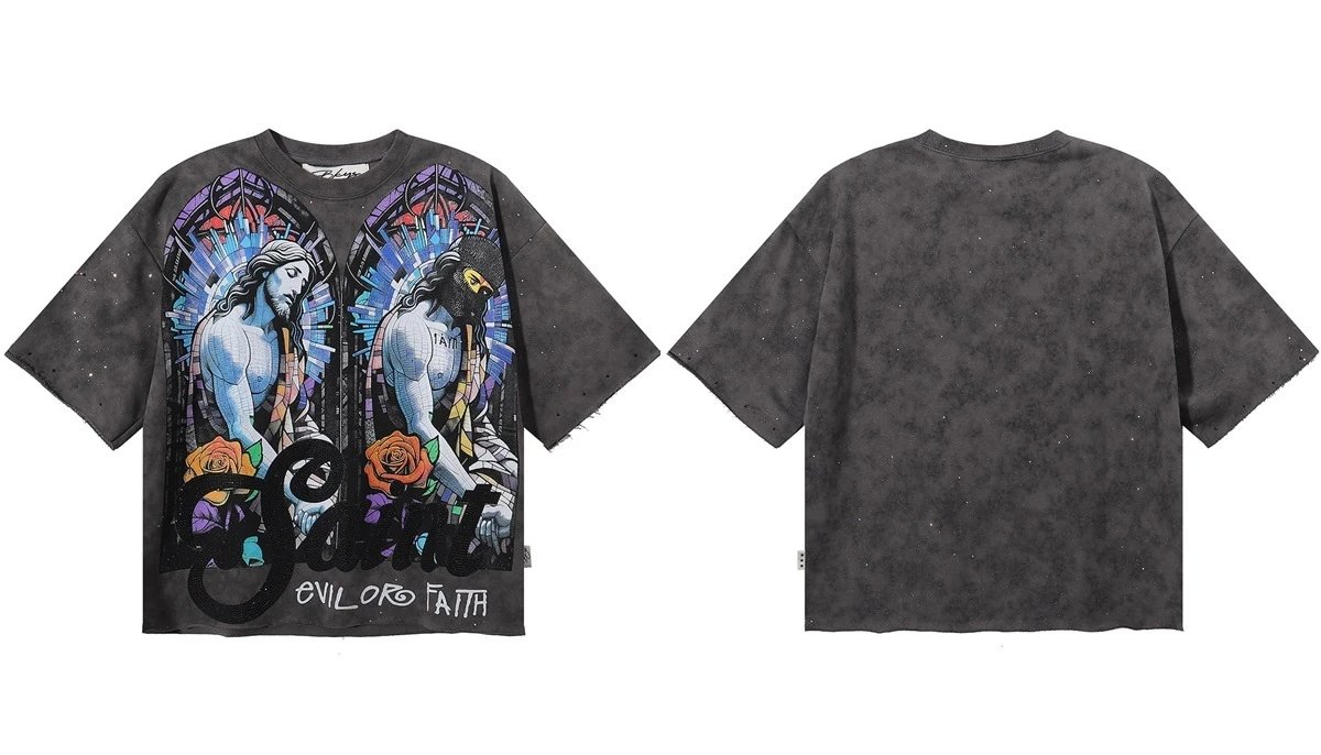 Design Bkys Punk Skull Graphic Oversized T-Shirt Black T-Shirts - 19