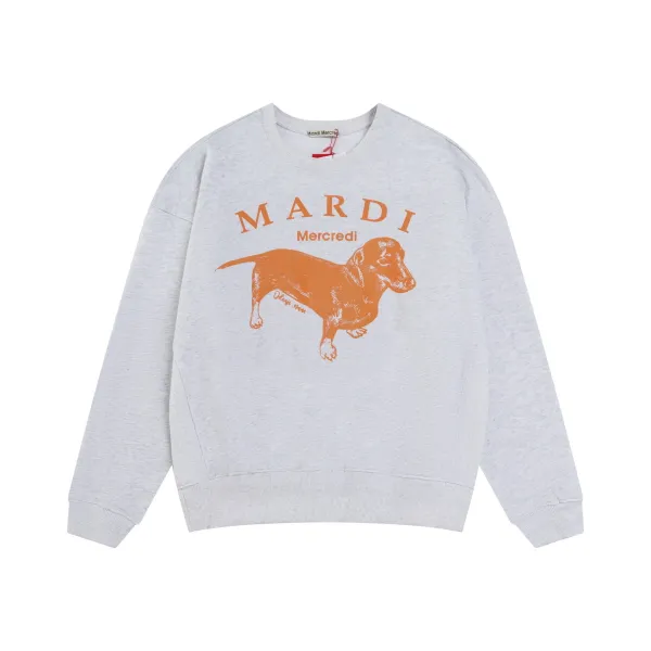 Mardi Mercredi Dachshund Graphic Gray Hoodie - 1